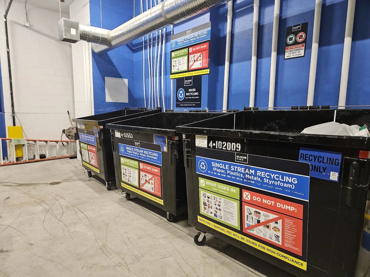 Garbage room — single stream recycling