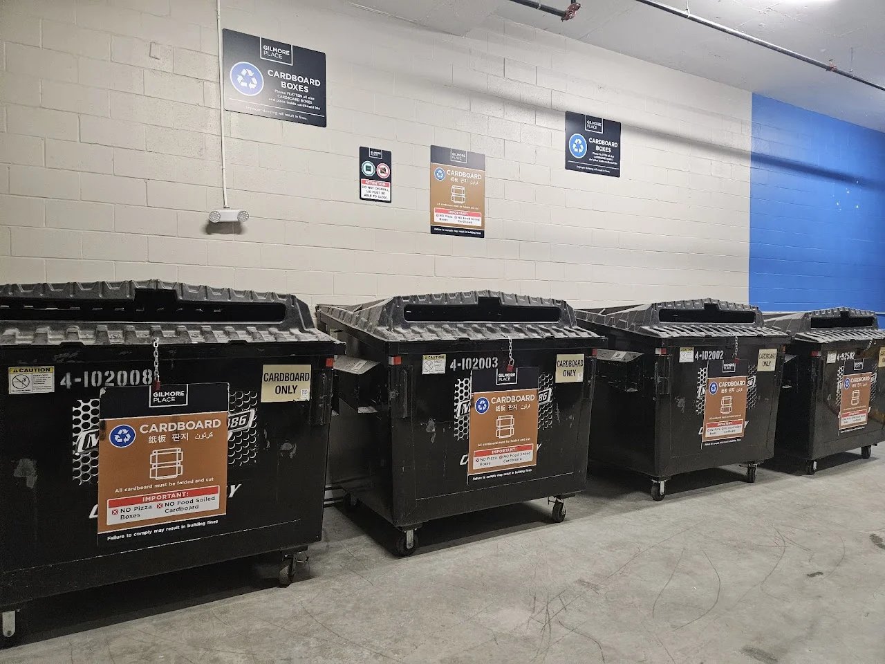 Garbage room — sorting bins