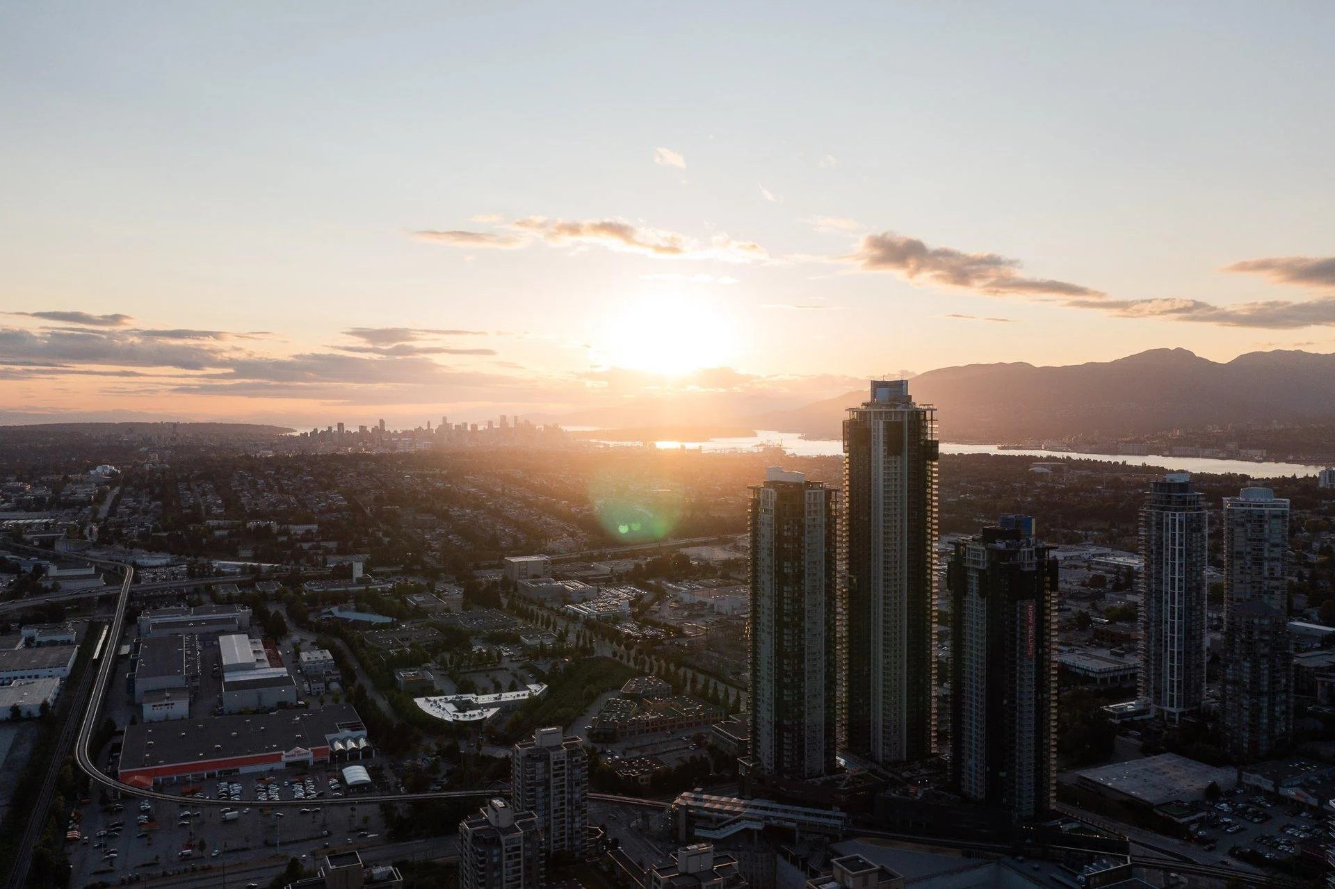 Gilmore Place towers at sunset