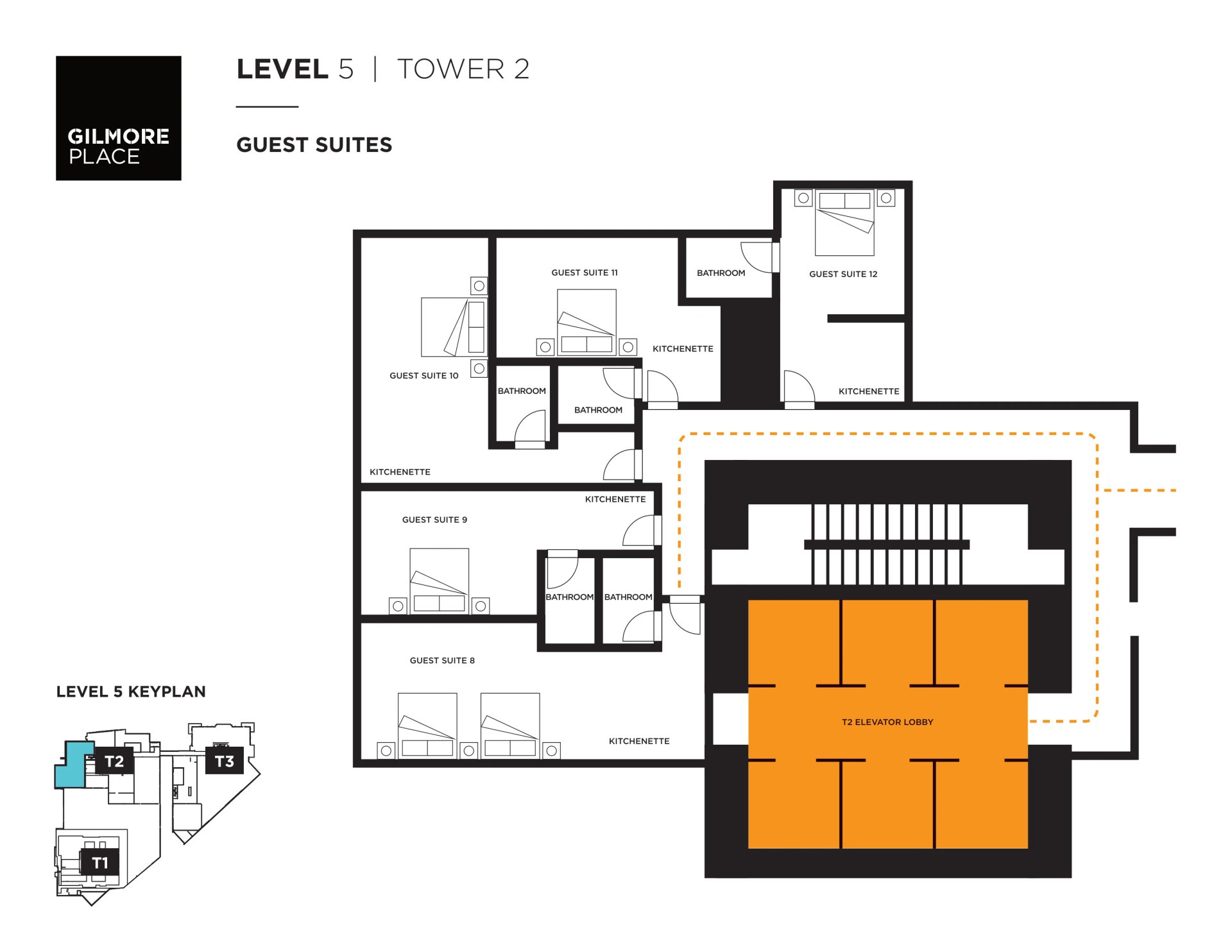 Level 5 guest suites floor plan, Tower 2